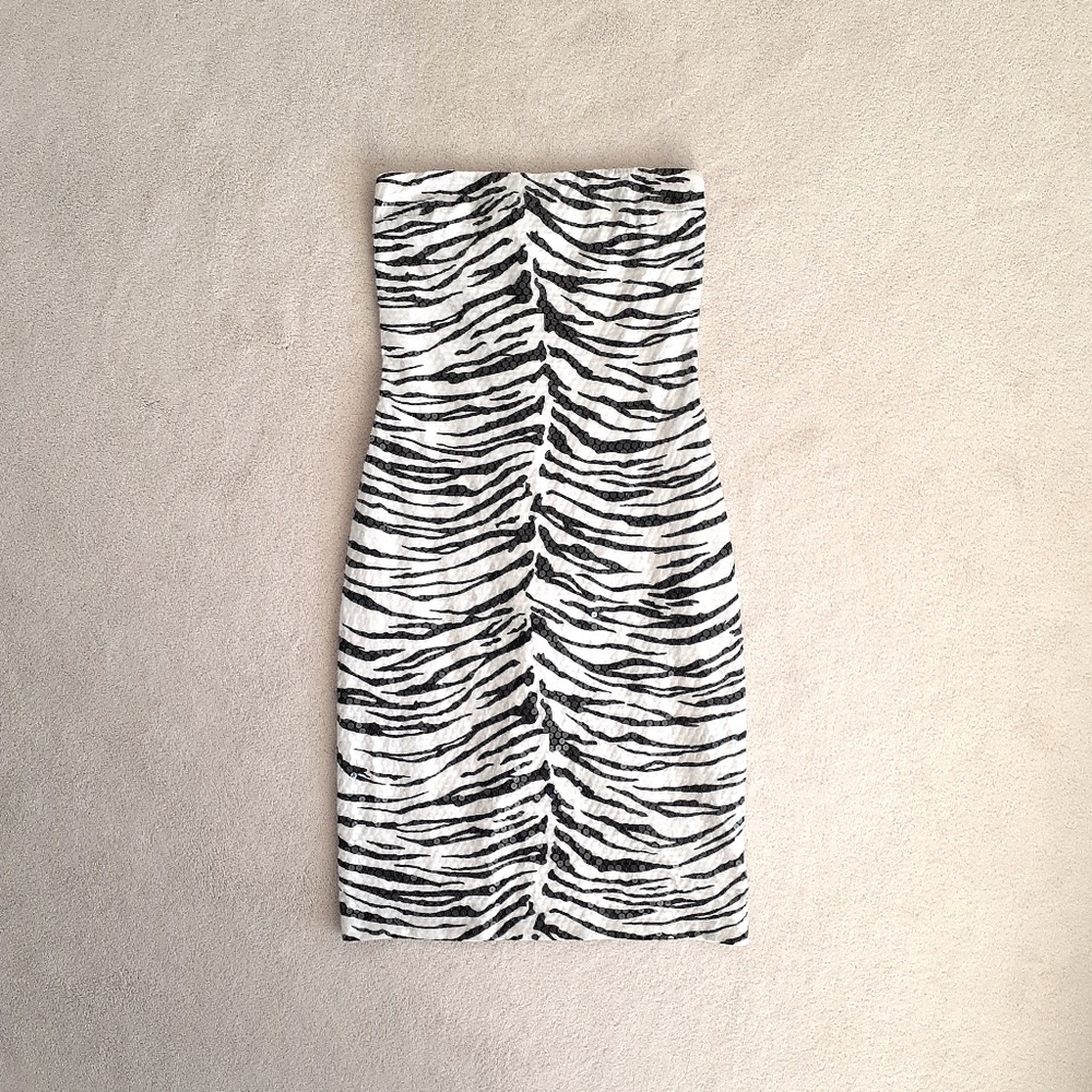 Vintage Jessica McClintock Sequin Zebra Print Dress
